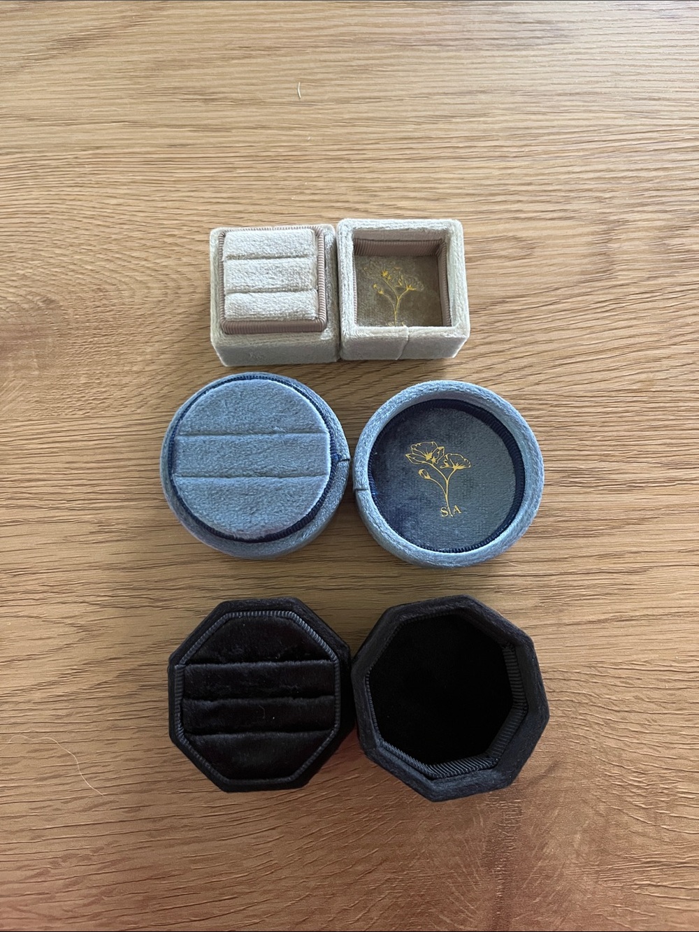 Velvet Ring Box set of 3